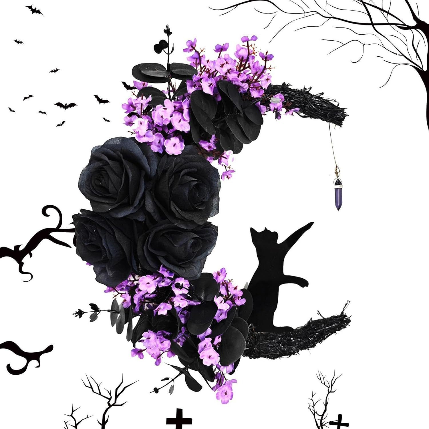 Kunstkranz led Katzen Türkranz,Halloween Mond Kranz günstig online kaufen