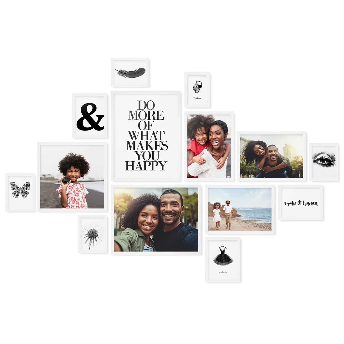 PHOTOLINI Bilderrahmen 14er Set Modern Schmal 10x15 bis 30x40 cm günstig online kaufen