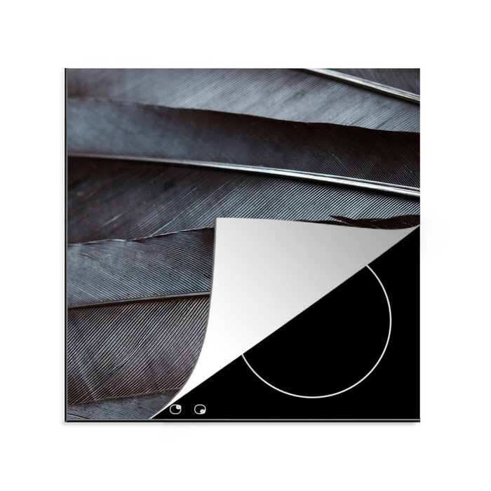 MuchoWow Herdblende-/Abdeckplatte Die Federn eines Raben aus der Natur Vinyl (1 tlg) Ceranfeldabdeckung Arbeitsplatte für küche
