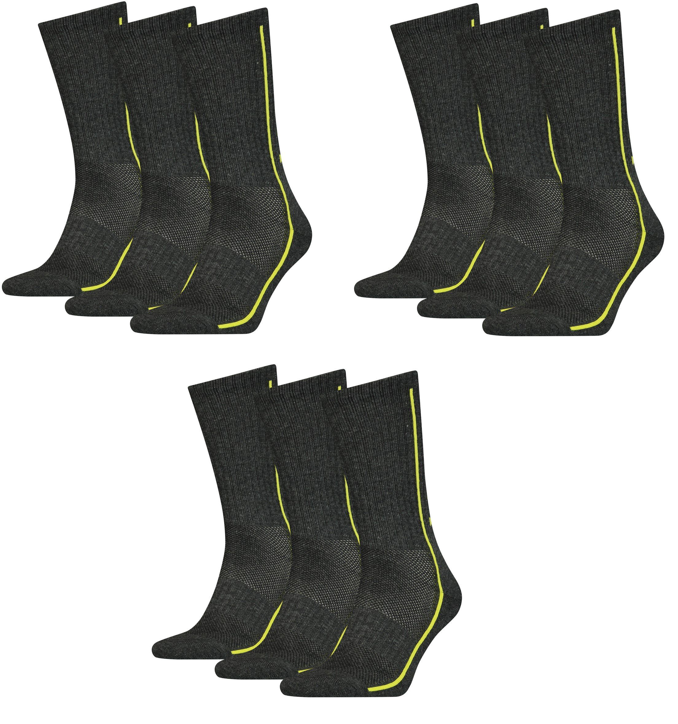 DarkGrey/Lime Head Performance Freizeitsocken 9er Socken (9 Polsterung Sportsocken unisex im Head Paar) Pack Fußbereich