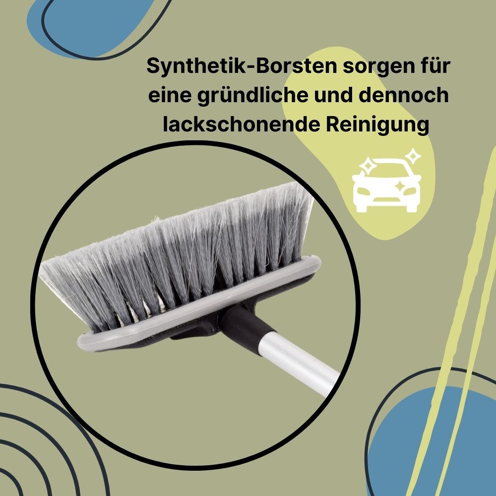 GarPet Autowaschbürste 2er Set Autowaschbürste Teleskop Stiel Waschbürste Auto 80-130cm – Bild 3 von 5