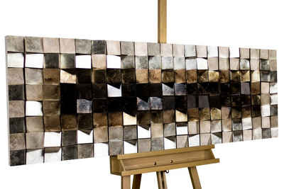 KUNSTLOFT Holzbild »Lustrous Pixel«, handgefertiges Wandbild aus Holz