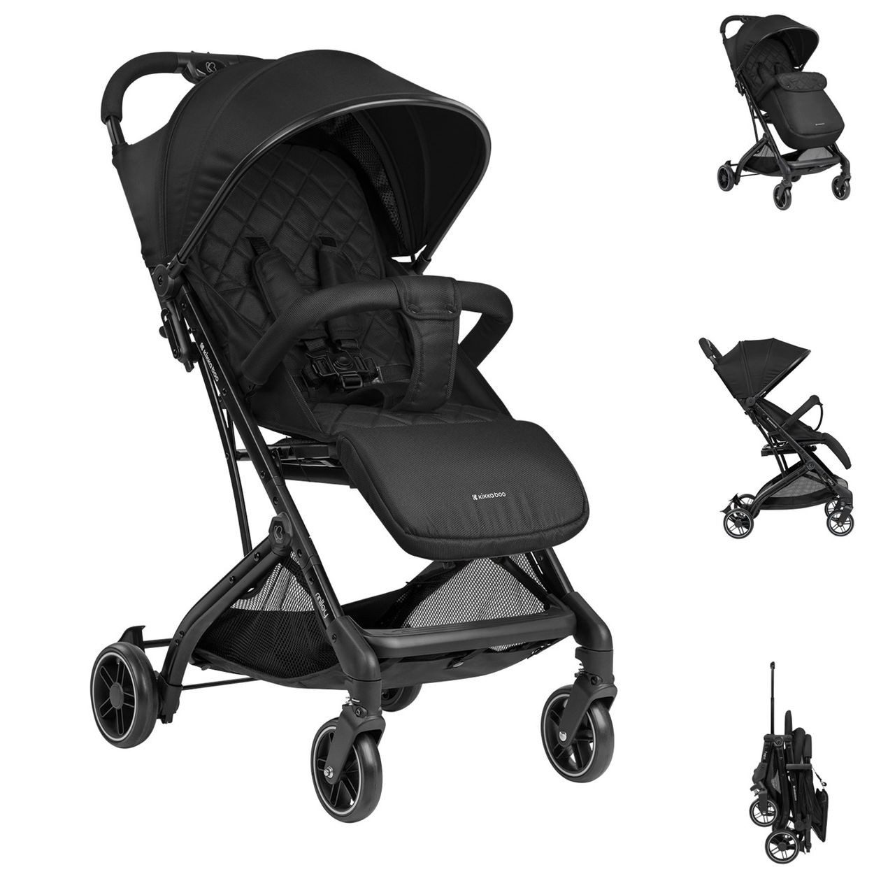 Kikkaboo Kinder-Buggy Miley, EVA-Material, Aluminium, 360° drehbar, 5-Punkt-Gurt, Sportsitz