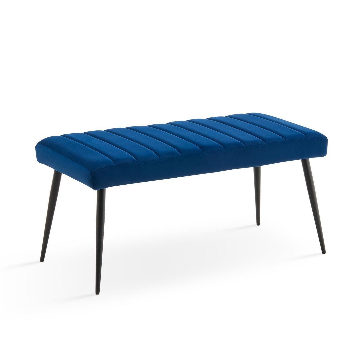 LuxusKollektion Polsterbank Esszimmerbank Blau Samt 101cm (1-St)