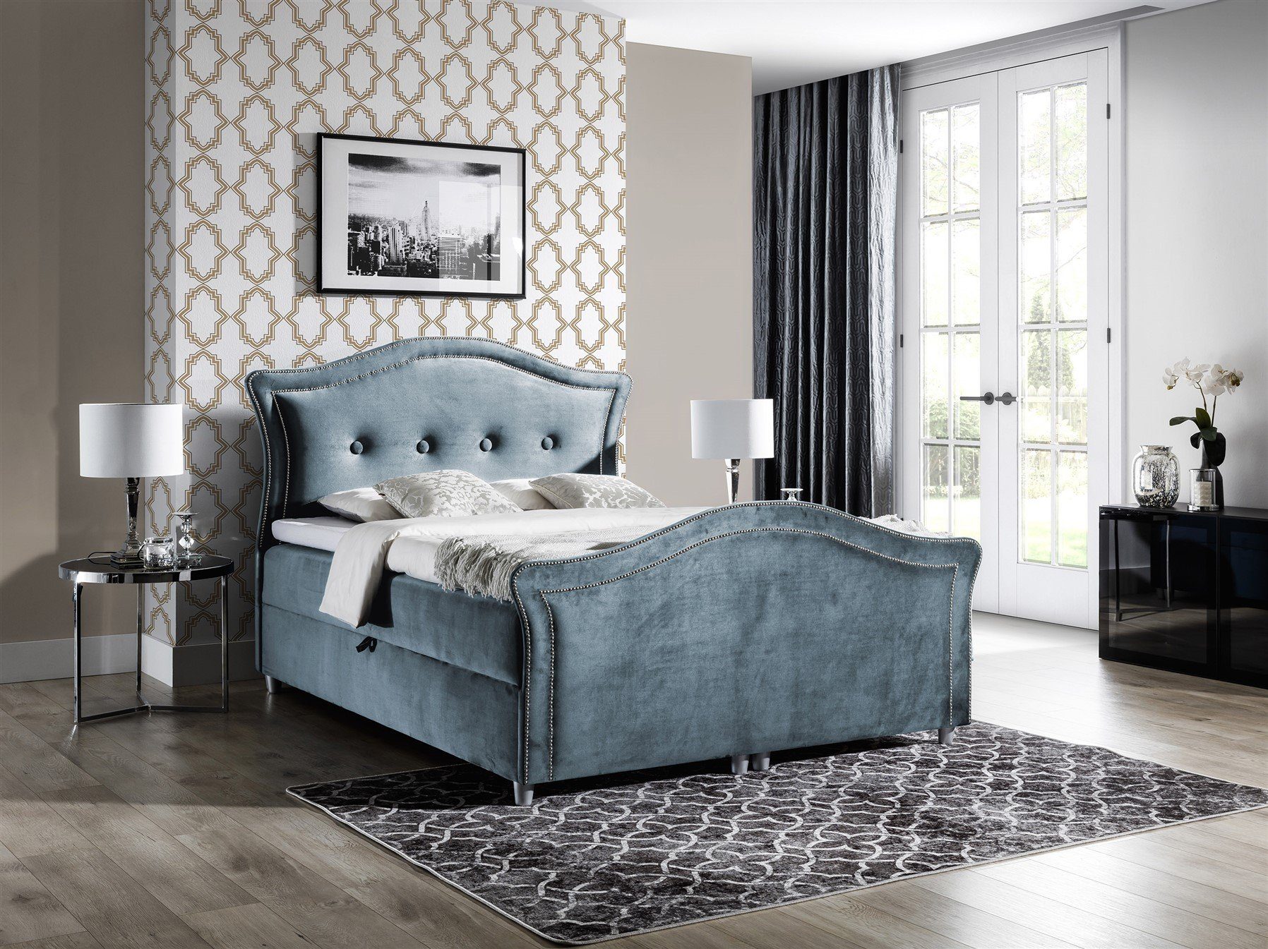 Fun Möbel Boxbett Schlafzimmerbett BARIS in Stoff (inkl. Bettkästen, inkl. Kaltschaumtopper)