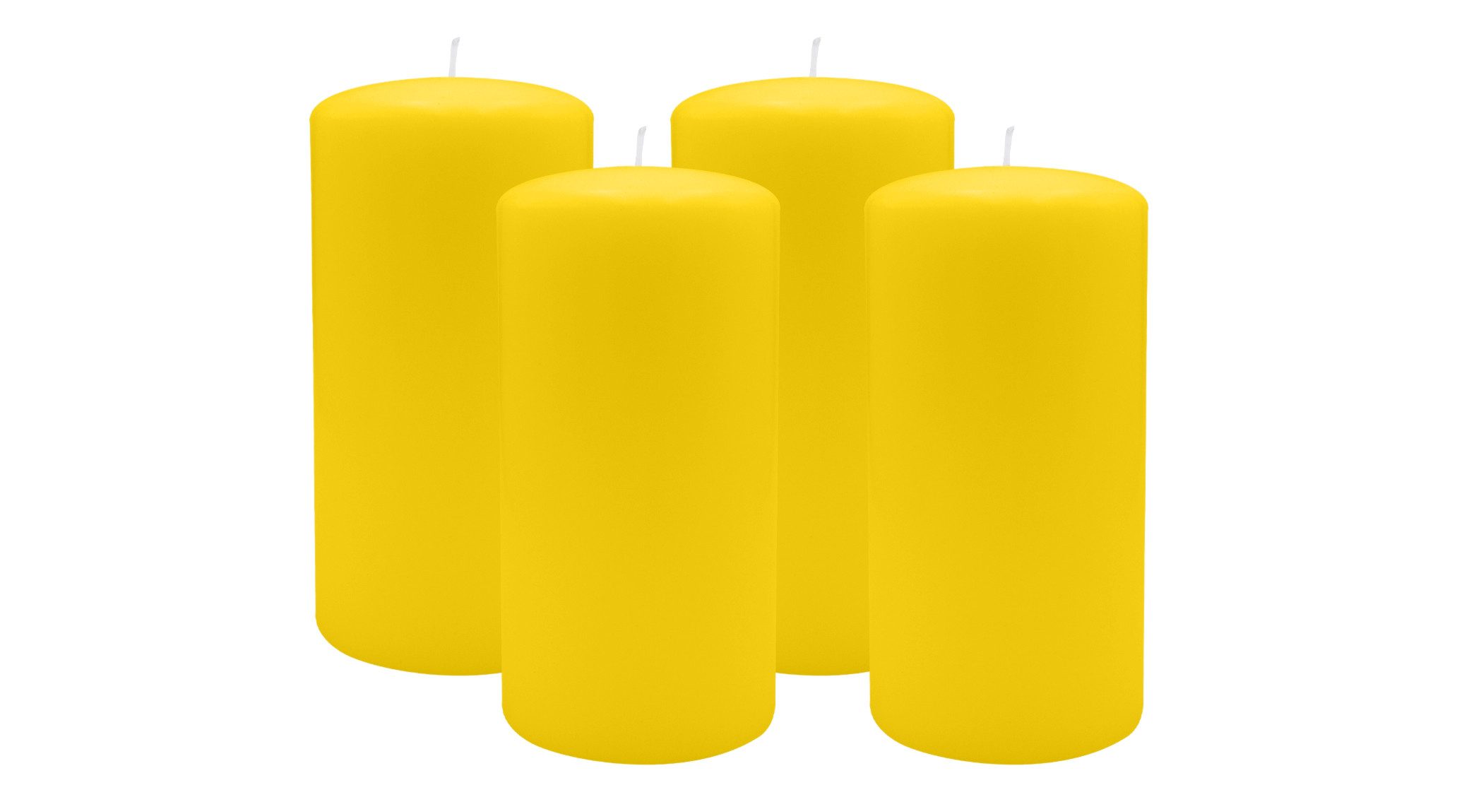 Kopschitz Kerzen Stumpenkerze 4er Set Stumpenkerzen/Adventskranzkerzen Zitrone Gelb Ø 80 x 150 mm
