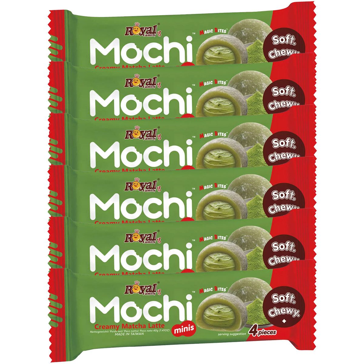Royal Family Kuchen, Royal Family Mochi Creamy Matcha Riegel Soft Chewy 40g 6er Pack