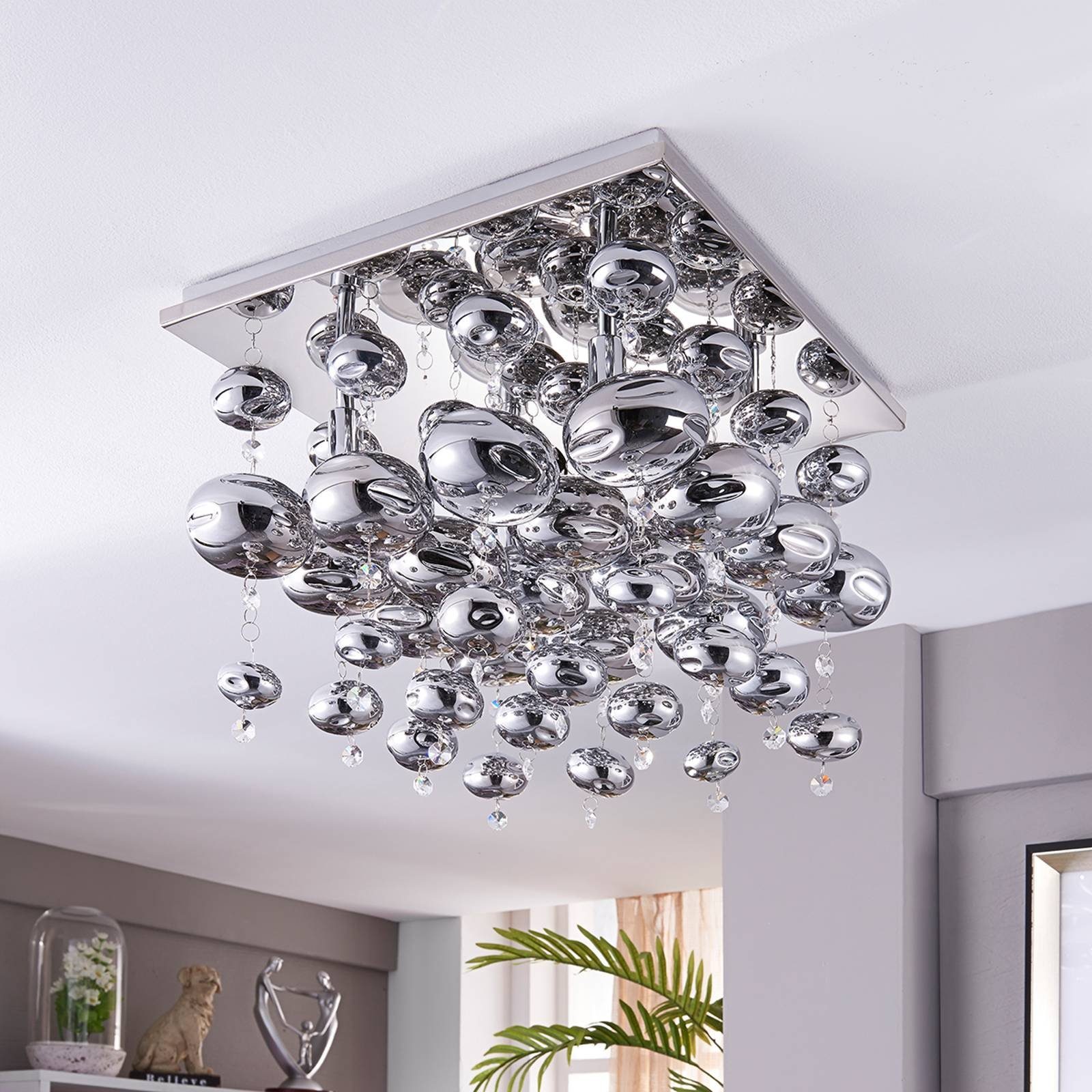 Lindby Deckenleuchten Esfera, Metall, Chrom IP20, 4 x 33 W