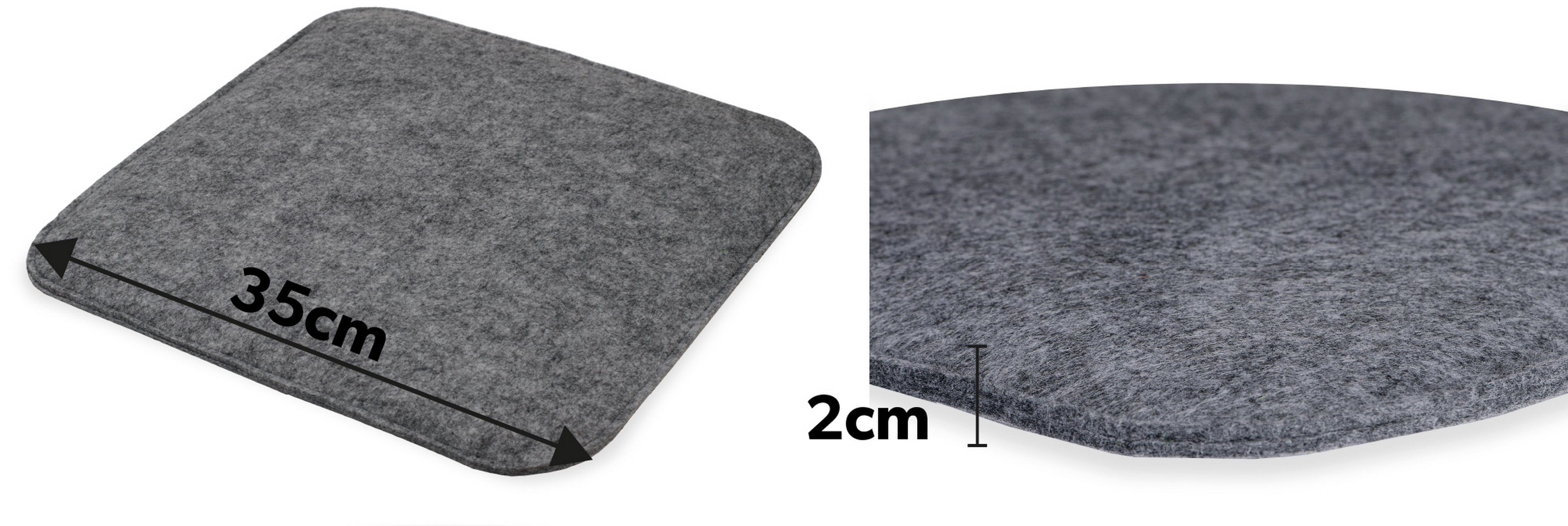 Grau cm aus Stuhlkissen Filz 35x35 4er Set Stuhlkissen quadratisch sunnypillow