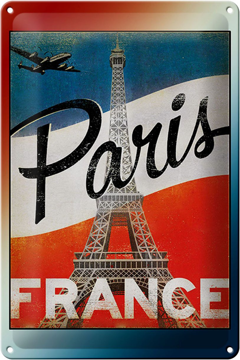 Hebold Metallschild Schild Blech 20x30cm - Made in Germany - Paris Eiffelturm France Metal