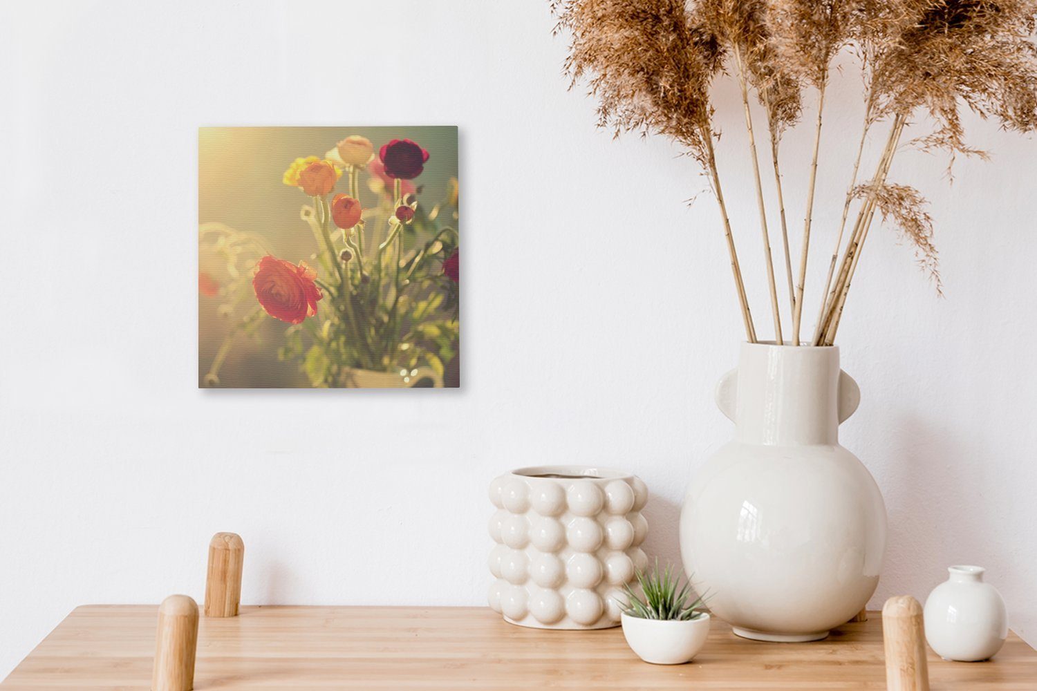 OneMillionCanvasses® Leinwandbild Blumenstrauß aus bunten St), Leinwand Schlafzimmer Butterblumen, Wohnzimmer für Bilder (1