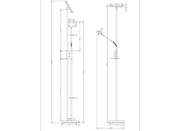 TRIO Leuchten LED Deckenfluter, Dimmer, LED fest integriert, Warmweiß, groß-e mit Leselampe Stehlampe Silber dimmbar modern Ecke, Höhe 185cm