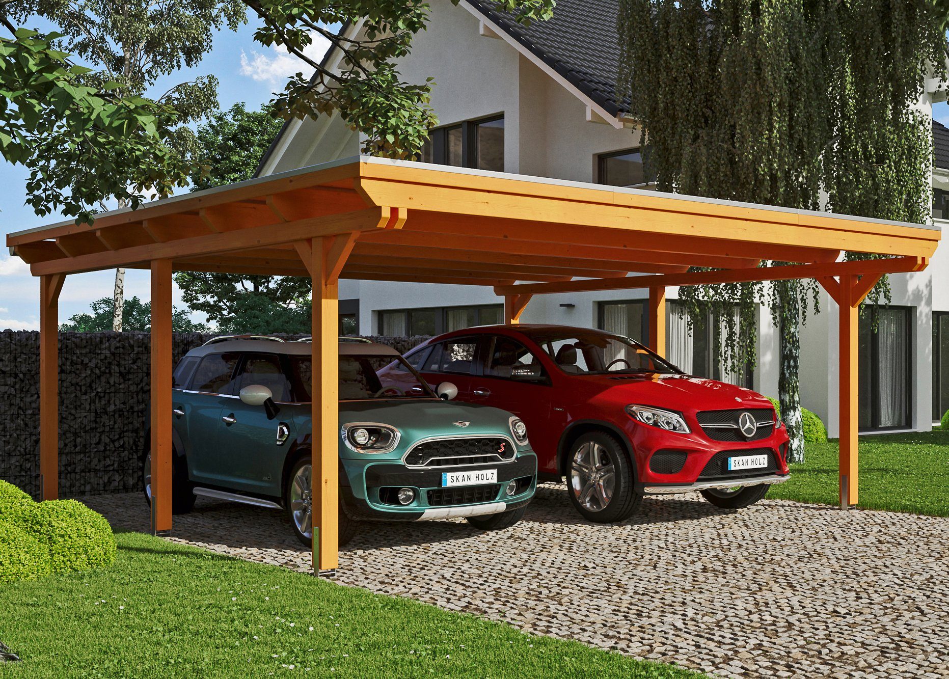 Skanholz Doppelcarport Emsland, BxT: 613x604 cm, 223 cm Einfahrtshöhe | Carports