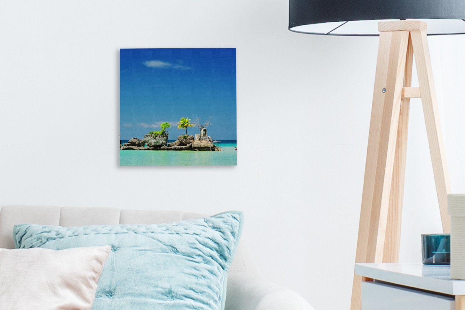 Schlafzimmer Klares der für Boracay, OneMillionCanvasses® (1 Wasser Leinwand Insel Bilder blaues St), Leinwandbild vor Wohnzimmer