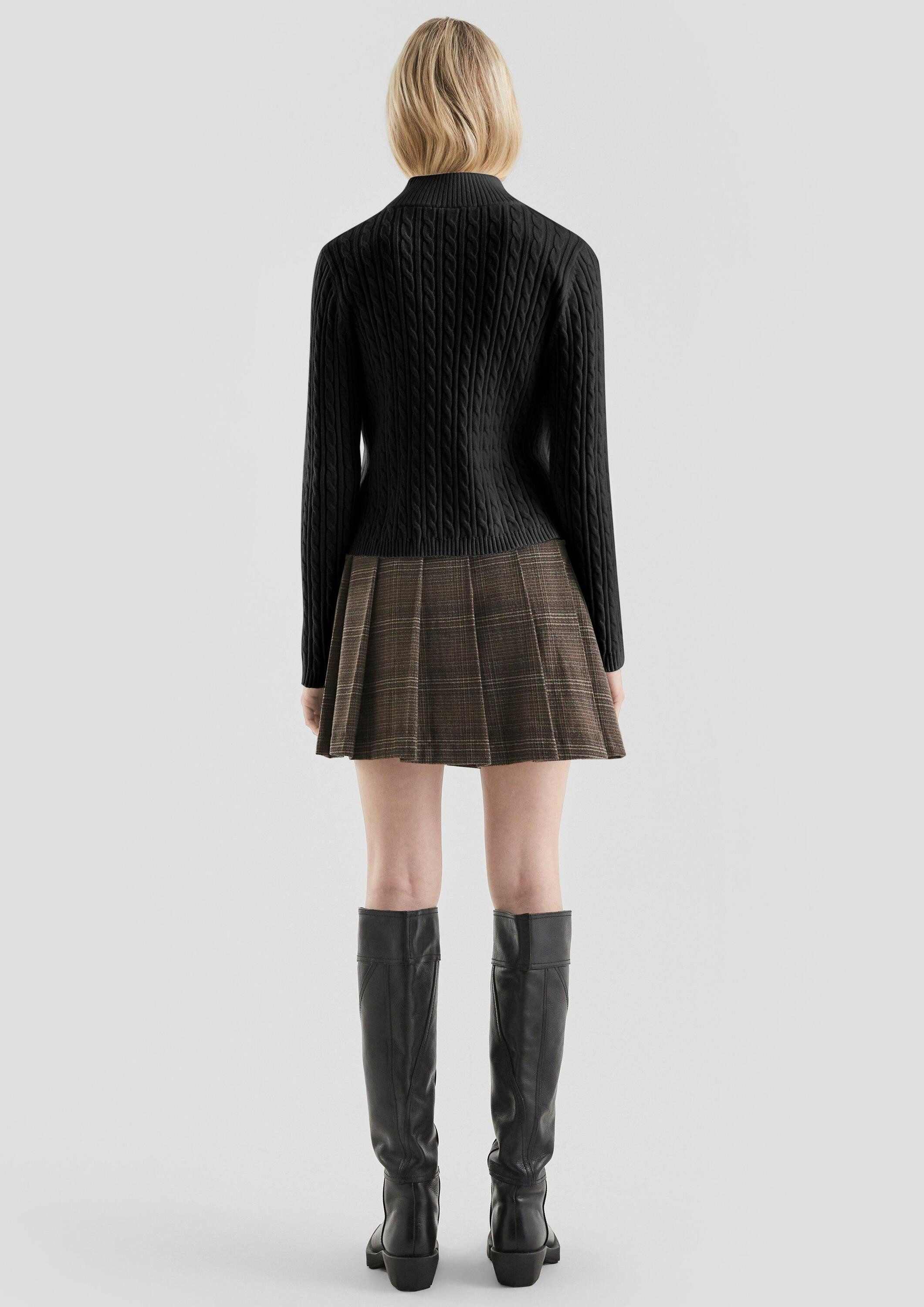 QS Longpullover Strickpullover Pullover mit Zopfmuster