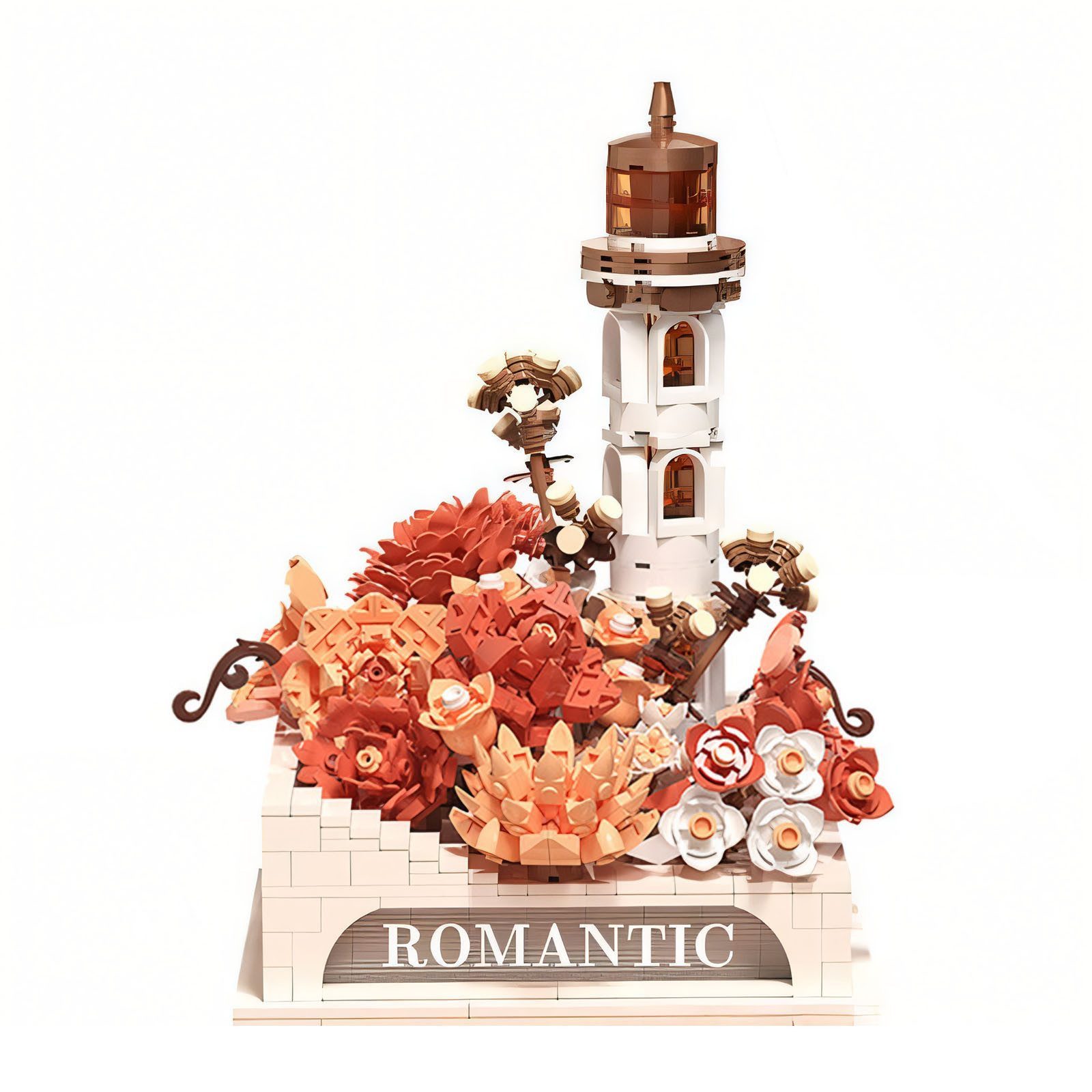POPOLIC Blumenstrauß Bauklötze Set Blumen Leuchtturm Baustein DIY Bauspielzeug Konstruktions-Spielset, (1 St., kreatives Игрушки mit LED, Leuchtturm-Garten-Baukasten), Mädchen Paare DIY Игрушкиs einzigartige Dekoration Zuhause Display