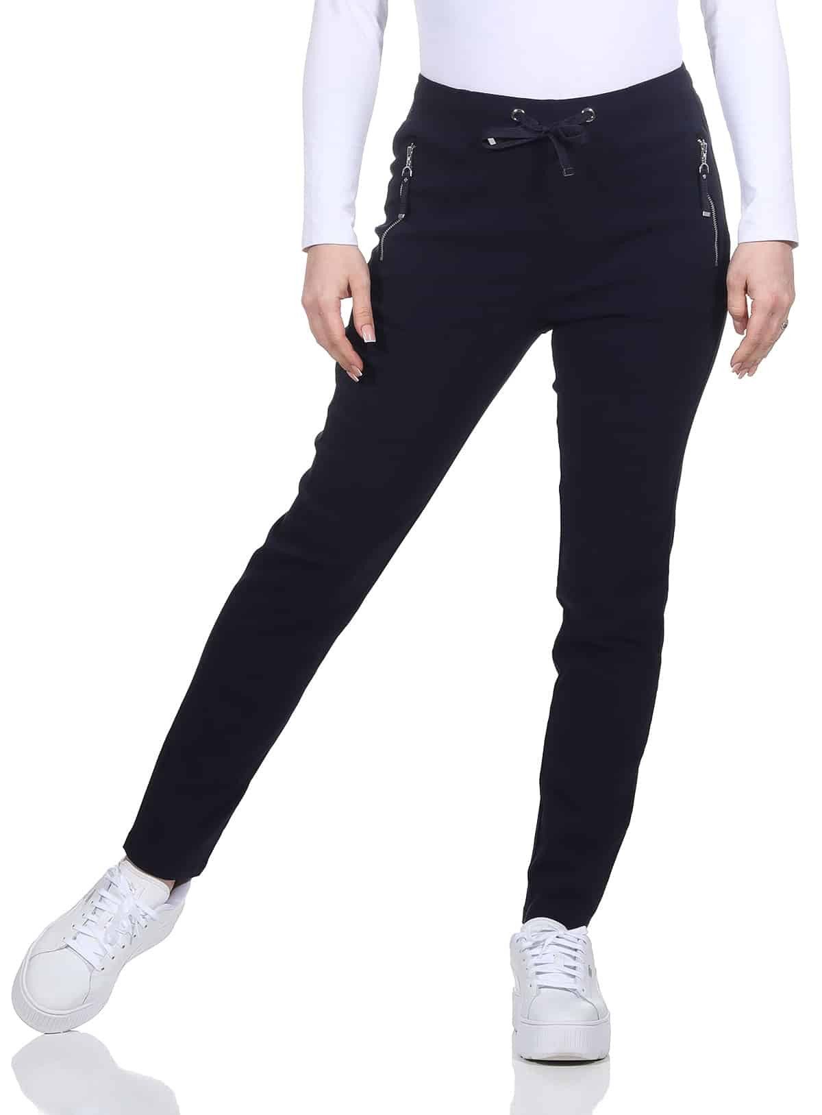 Alica Collection Chinohose Schlupfhose Damen Stretch Hose leichte Sommerhose - Kurzgröße mit Gummibund & Kordelzug, in großen Größen erhältlich