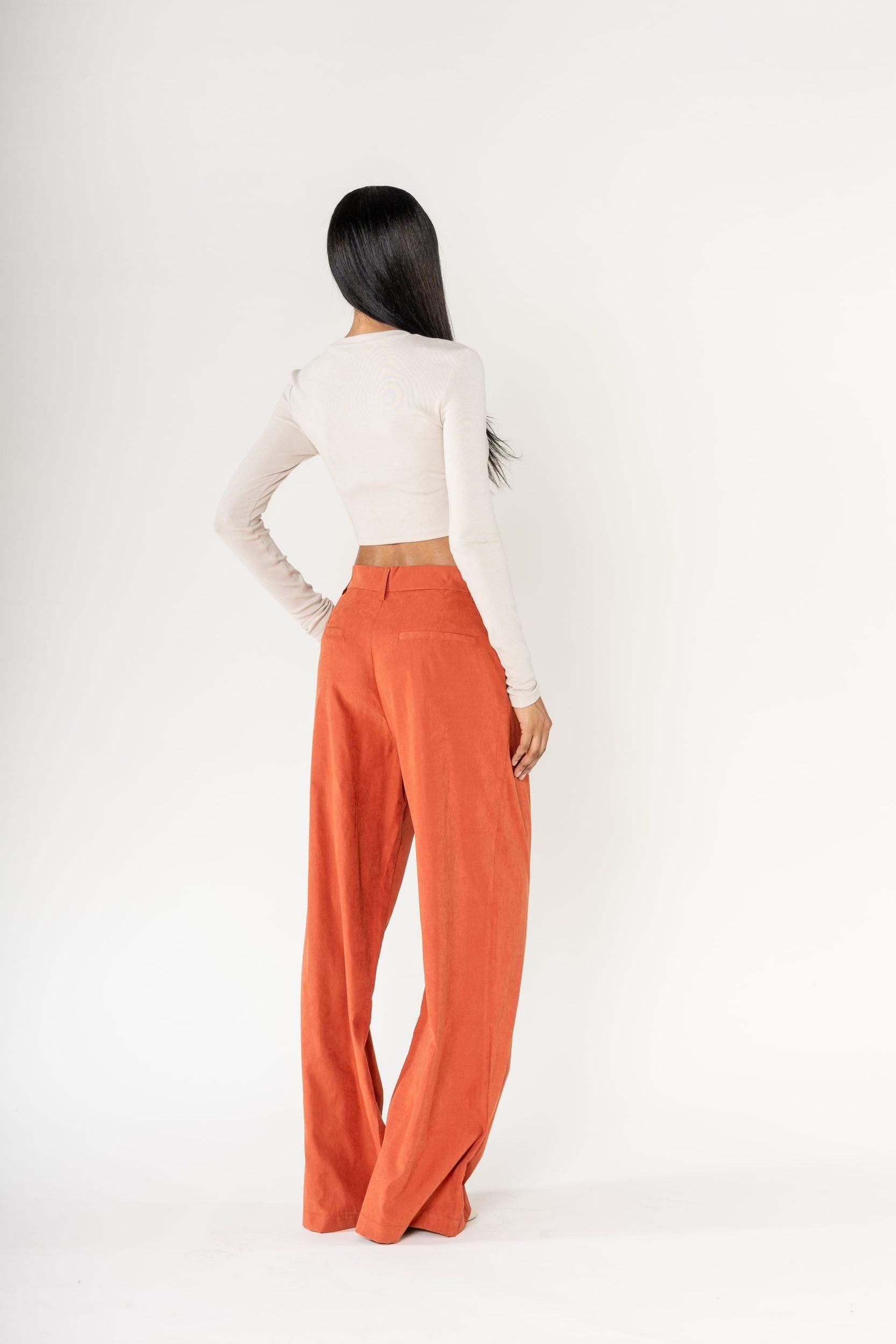 Nina Carter Stoffhose Weites Design Samt mit Elegant Lockerem Beinschnitt Pantalon large habillé