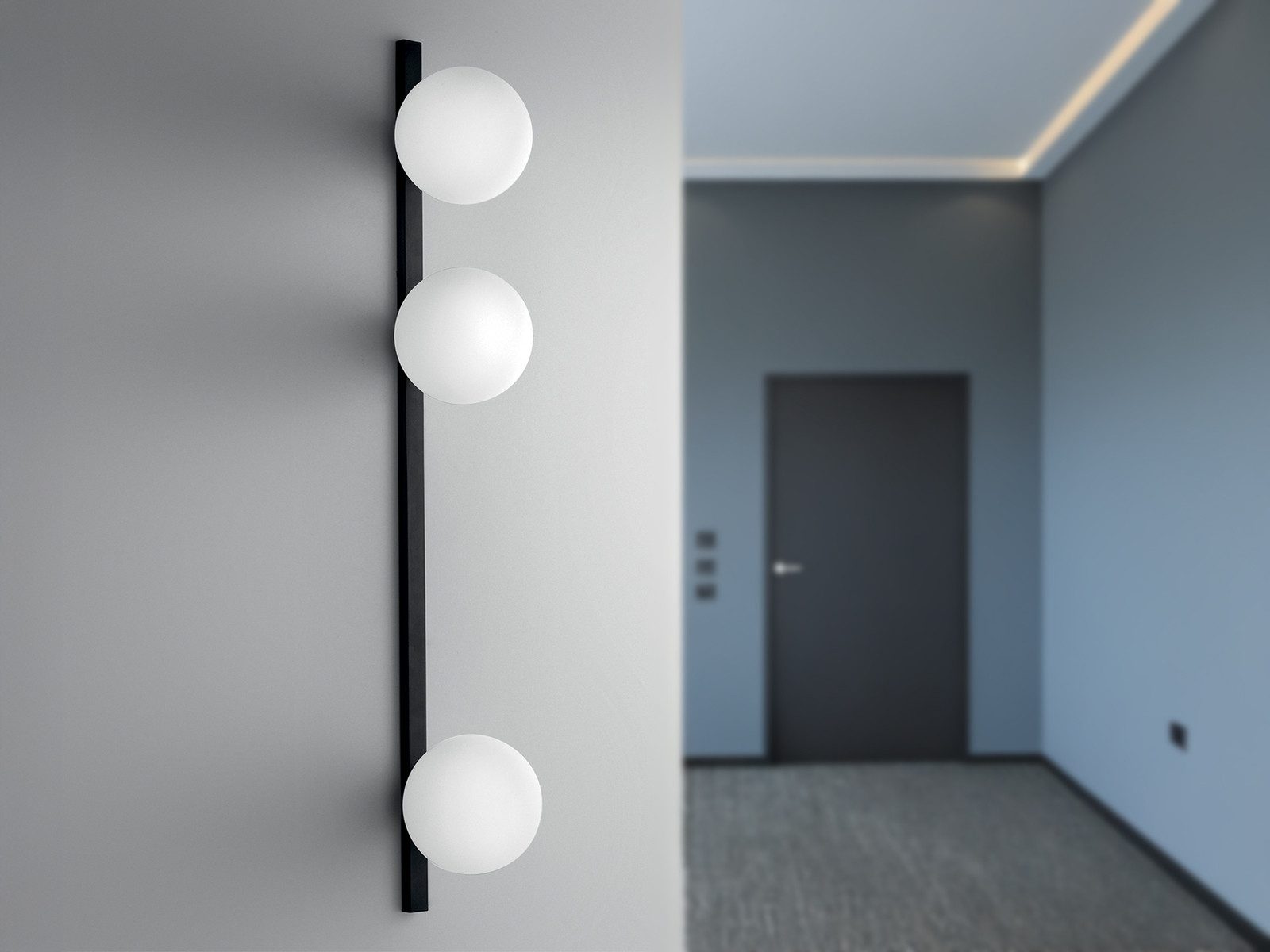 Luce Ambiente Design LED Wandleuchte groß, Höhe 90cm, Dimmfunktion, LED wechselbar, Warmweiß, ausgefallene-e innen Wand-Lampe mit Glaskugeln und LED Leuchtmittel