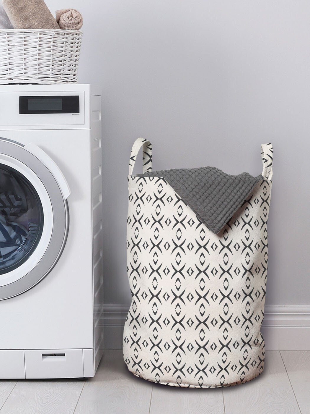 Abakuhaus Wäschesäckchen Wäschekorb mit Waschsalons, Kordelzugverschluss Geometric Griffen Line Geometrisch Kunst für