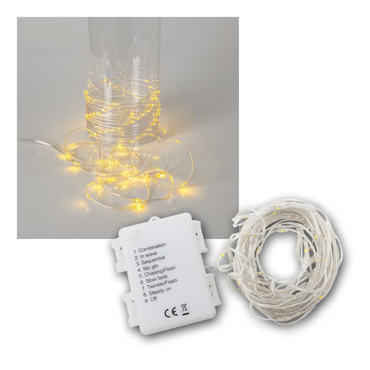 STAR TRADING LED-Lichterkette Lichterkette DREWDROP-MICRO, 96 LED ww, Kabel tran