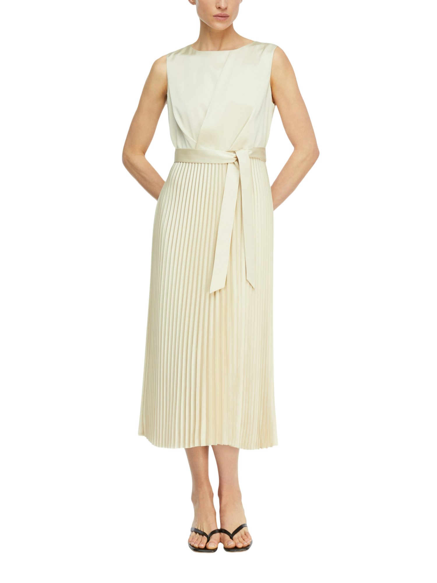 comma Maxikleid natur,Festlich,Polyester,Unifarben,U-Boot,Ärmellos