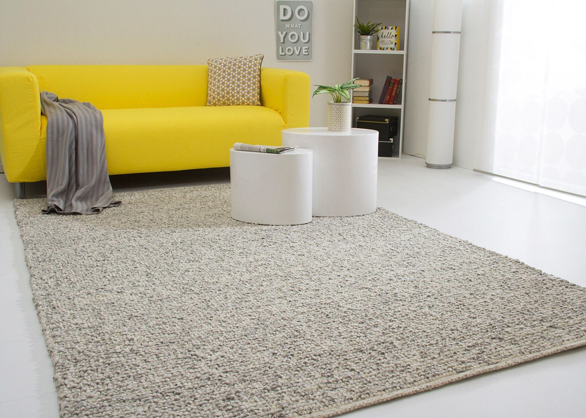 Steffensmeier Wollteppich Waldsee, Rechteckig, Handwebteppich, Handweb Teppich, gewalkt