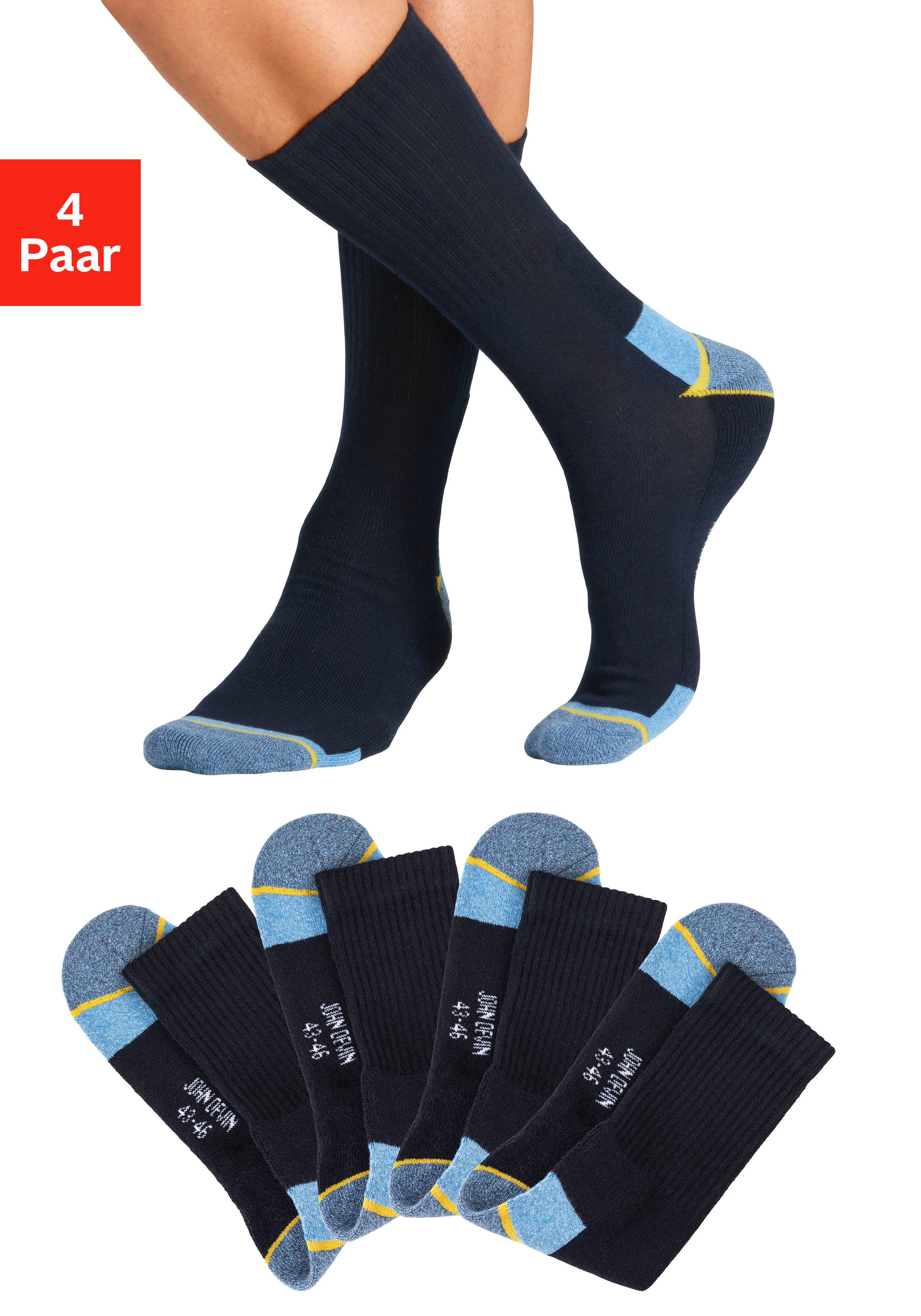 John Devin Arbeitssocken (Packung, 4-Paar) Mit Hochfersen und Überzehen Plü günstig online kaufen