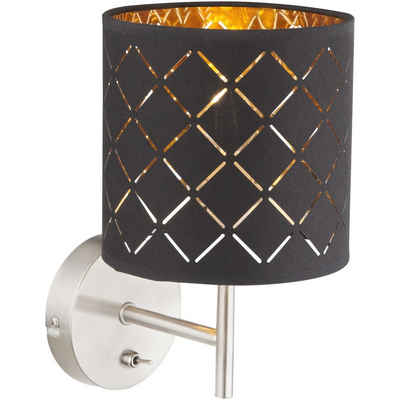 Globo Wandleuchte Wandlampe Innen mit Schalter Wandleuchte Textil Lampenschirm Gold