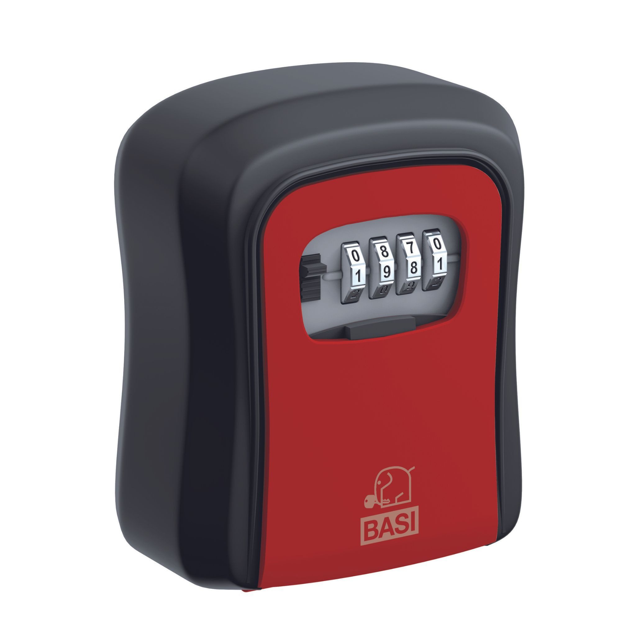 BASI Tresor Schlüsselsafe / Schlüsselbox (Packung, 1-St), Zahlenschloss 4-stellig, Aluminiumgehäuse, wetterfest, Schwarz/Rot