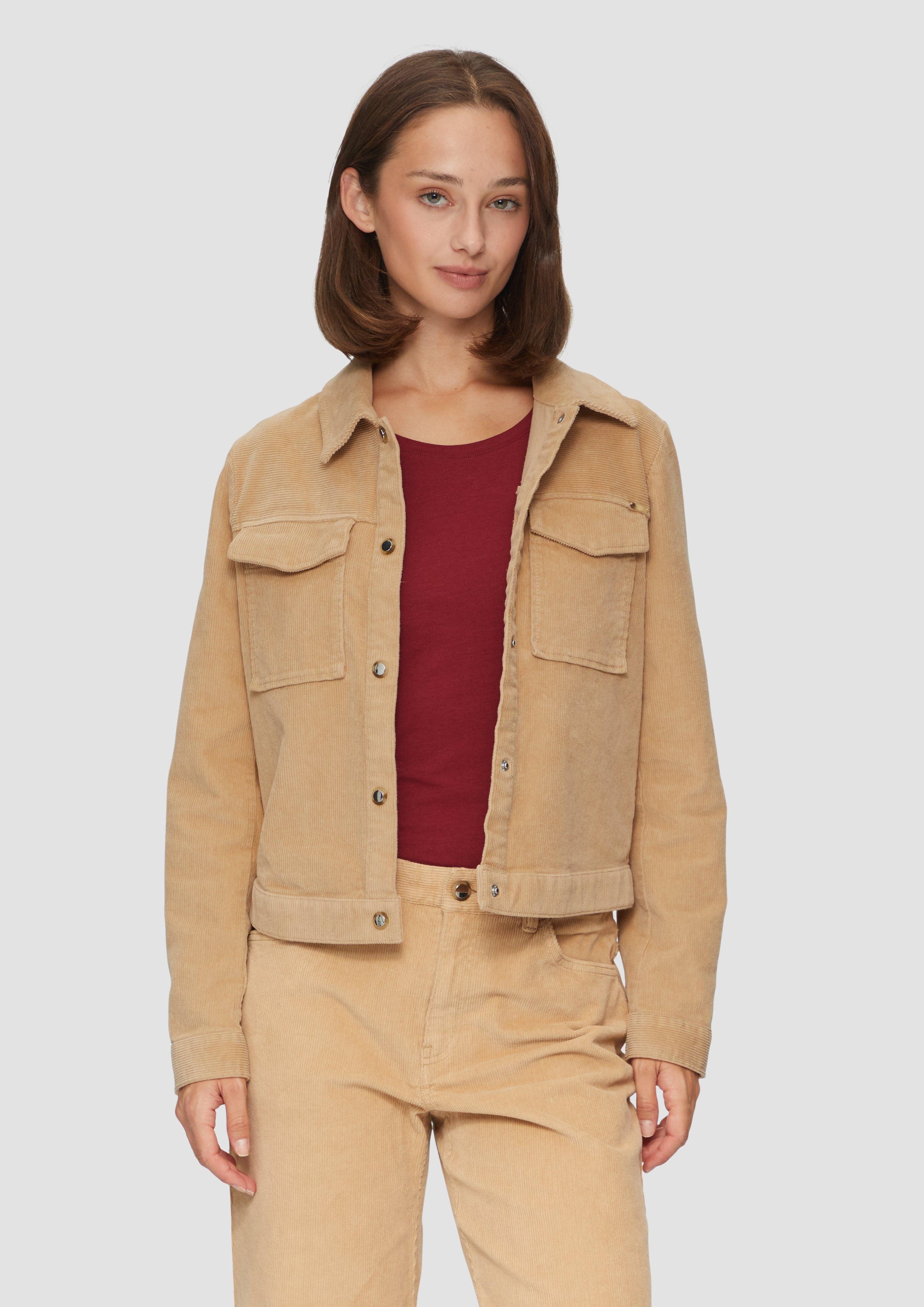 Funktionsjacke Verkürzte Cordjacke mit Druckknöpfen