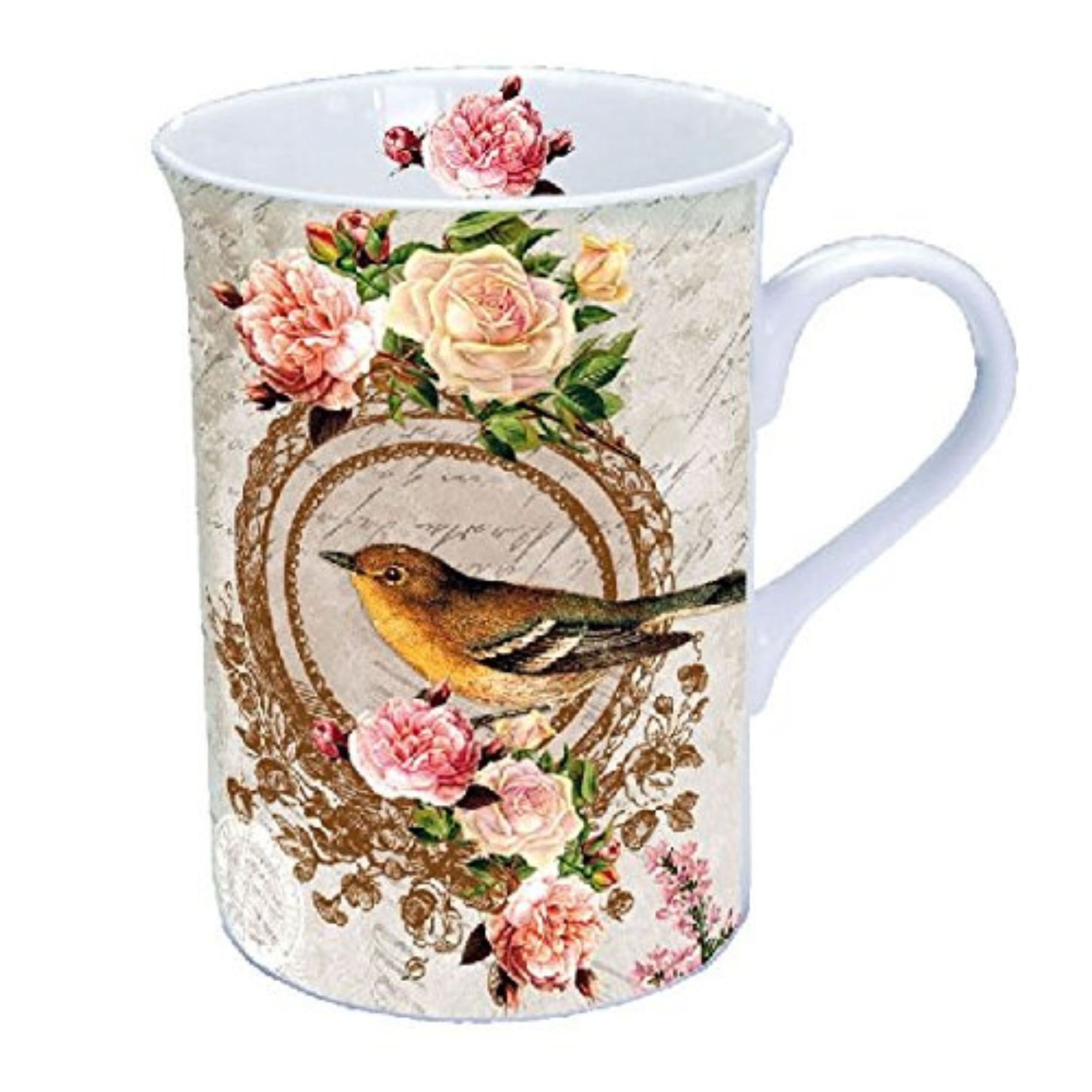 DekoTown Becher Becher Nostalgia mit Vogelmotiv 0,25l