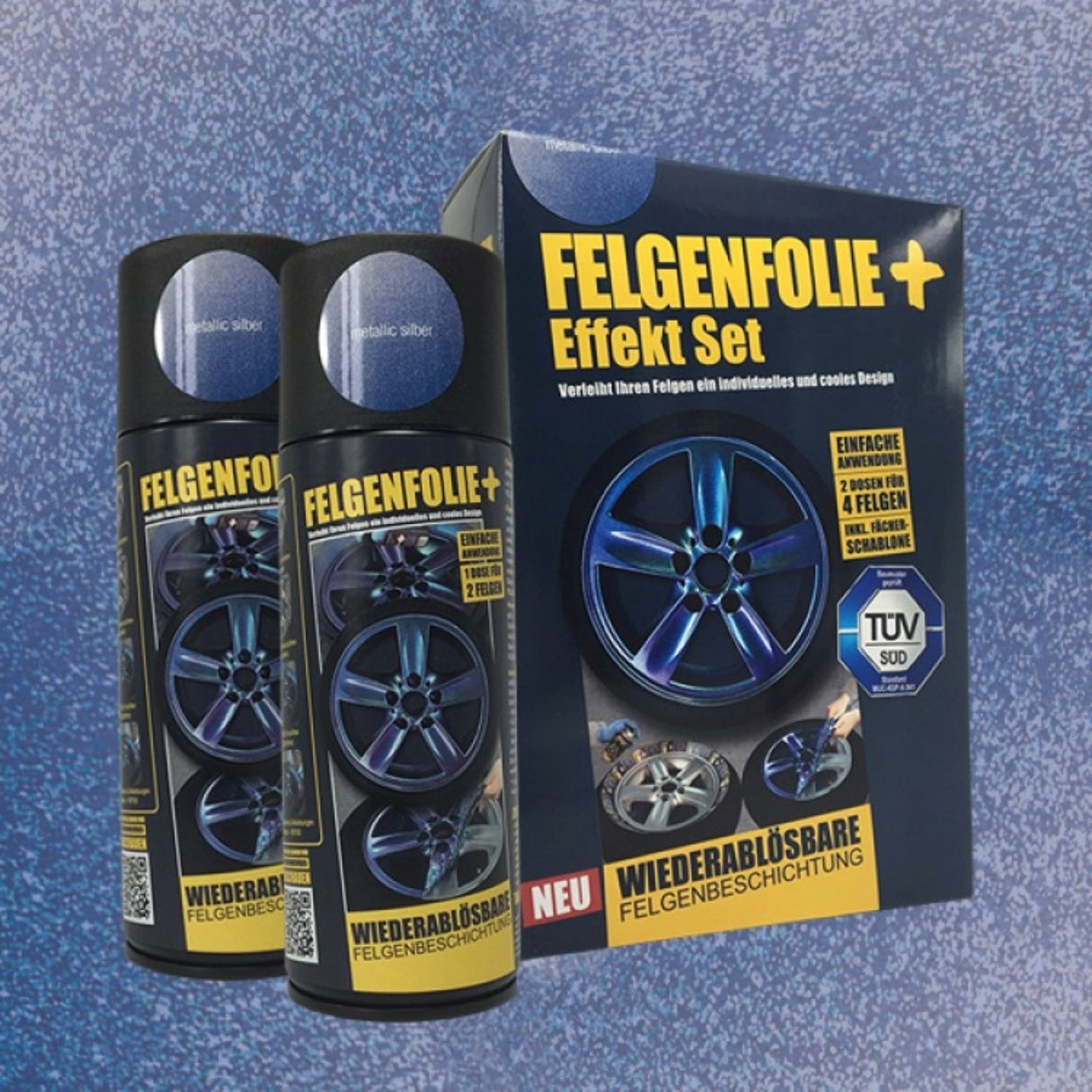 mibenco Felgenaufkleber mibenco Felgenfolie + Effekt Set 2×400 ml Silber Metallic – Sprühfolie