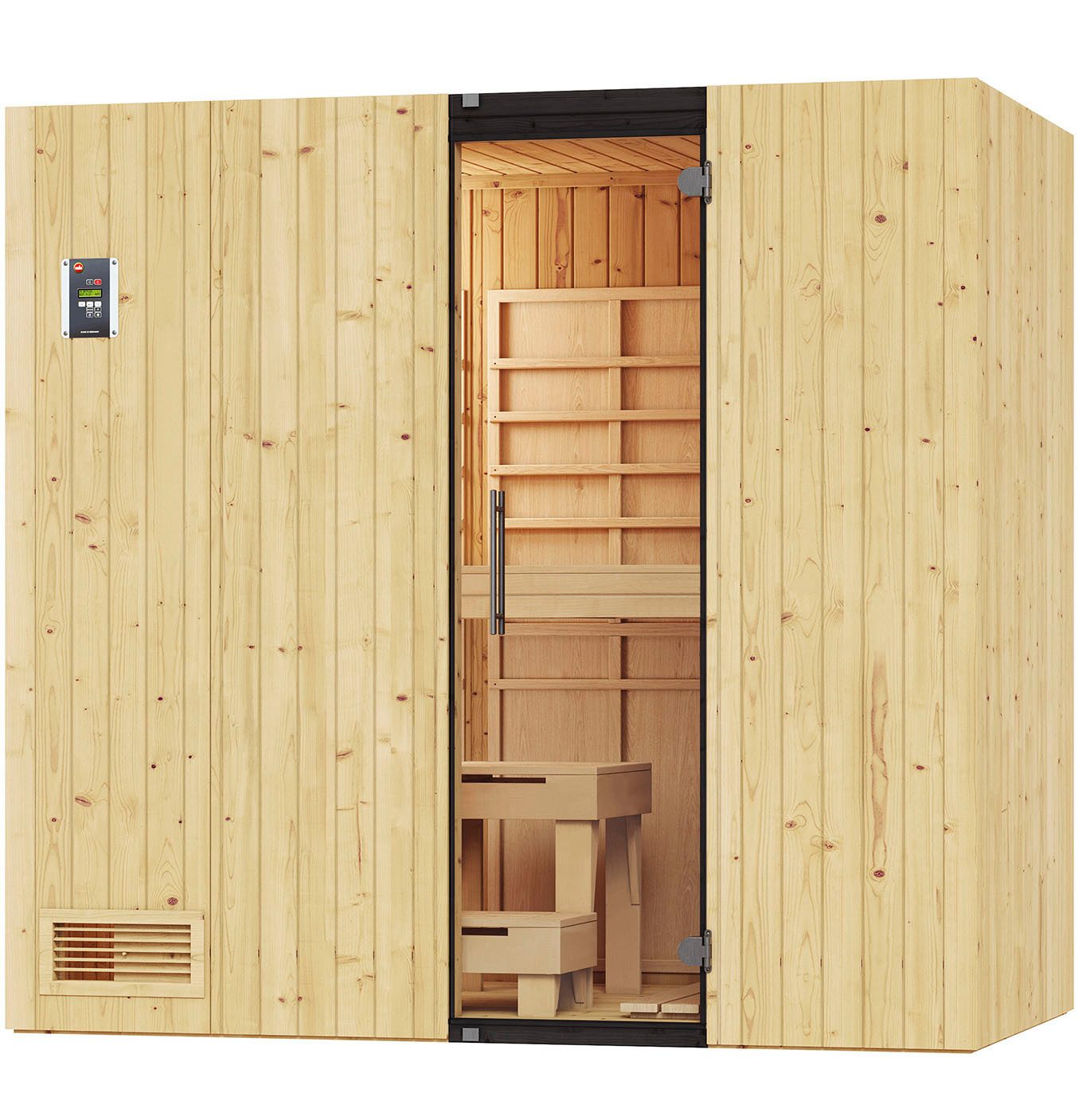weka Infrarotkabine Infrarotkabine UPPSALA Kombi inkl., BxTxH: 212 x 121 x 199 cm, 76 mm, Sauna oder IR-Strahlung, moderne Ganzglastür