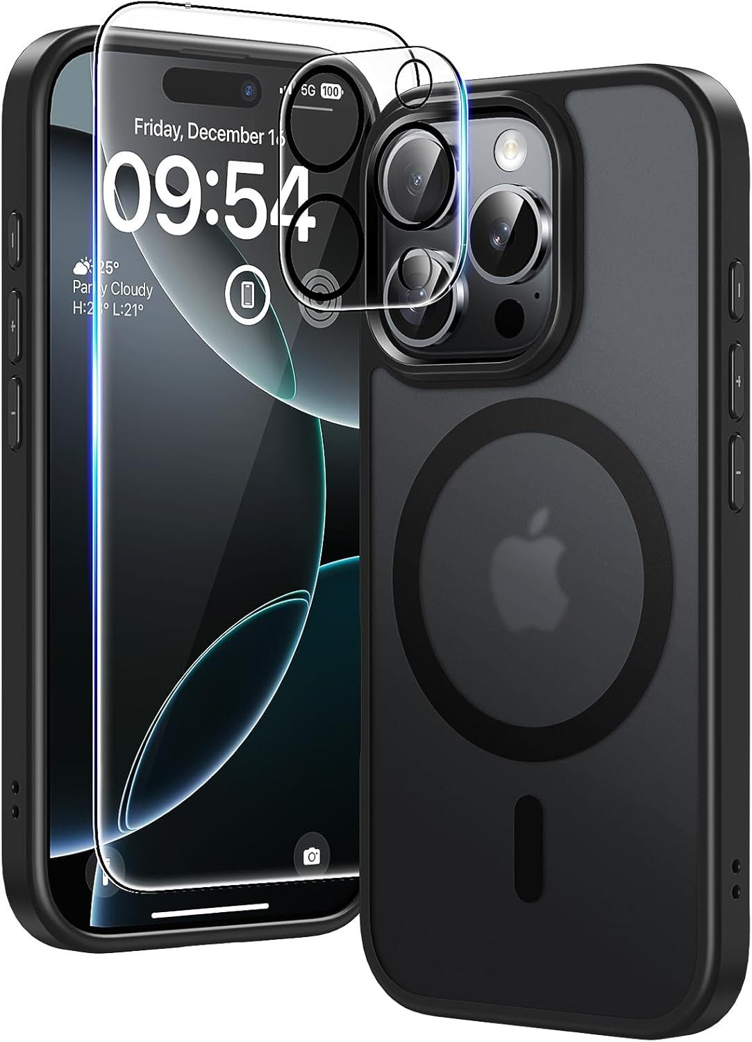 MSM Handyhülle 3in1 Hülle + Schutzglas für iPhone 16 Pro / 16 Pro Max MagSafe Linse