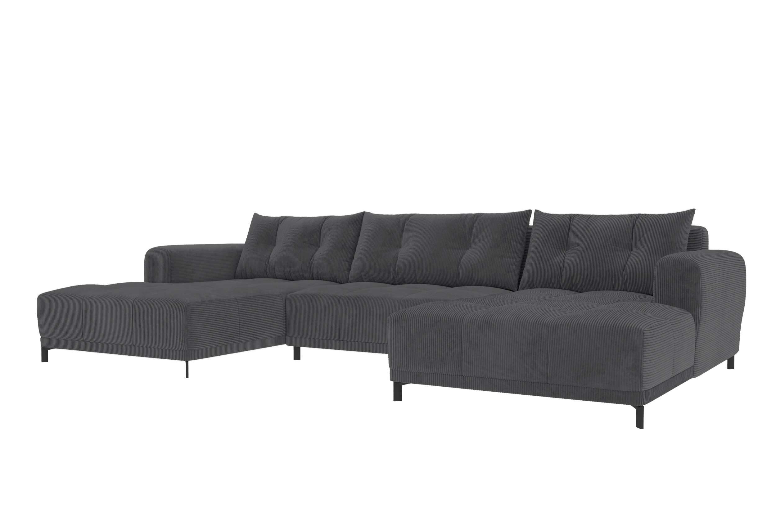 99rooms Wohnlandschaft Massimo, Sofa, U-Form, mit Schlaffunktion, Rundumbezug, in Cordstoff POSO