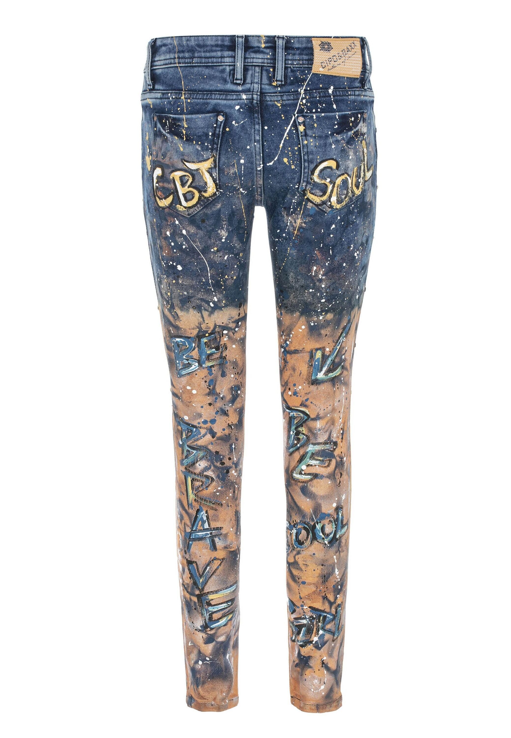 Cipo & Baxx Slim-fit-Jeans Jeans Mit coolen Schriftzügen, WD440 – Bild 4 von 5