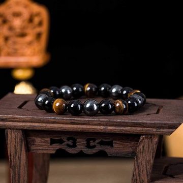 Alster Herz Armband Set Modisches Armband mit Tigerauge, Hämatit und schwarzem Obsidian, J0365, Für Frauen und Männer, ideal als Geschenk