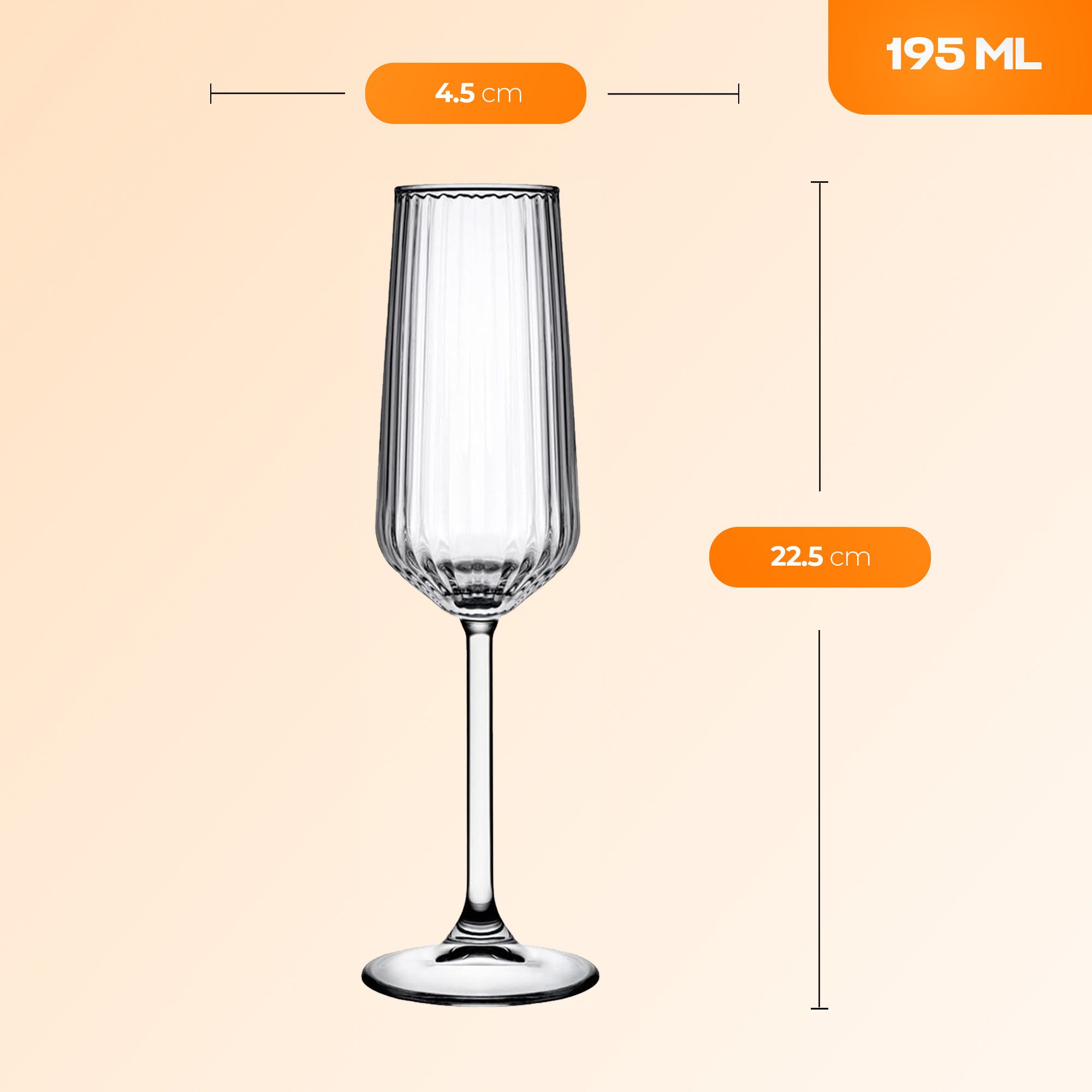 Pasabahce Weinglas Allegra Focus Champagnerflöte, 6-tlg., Glas, Spülmaschinenfest, 6er-Set, 19,5 cl