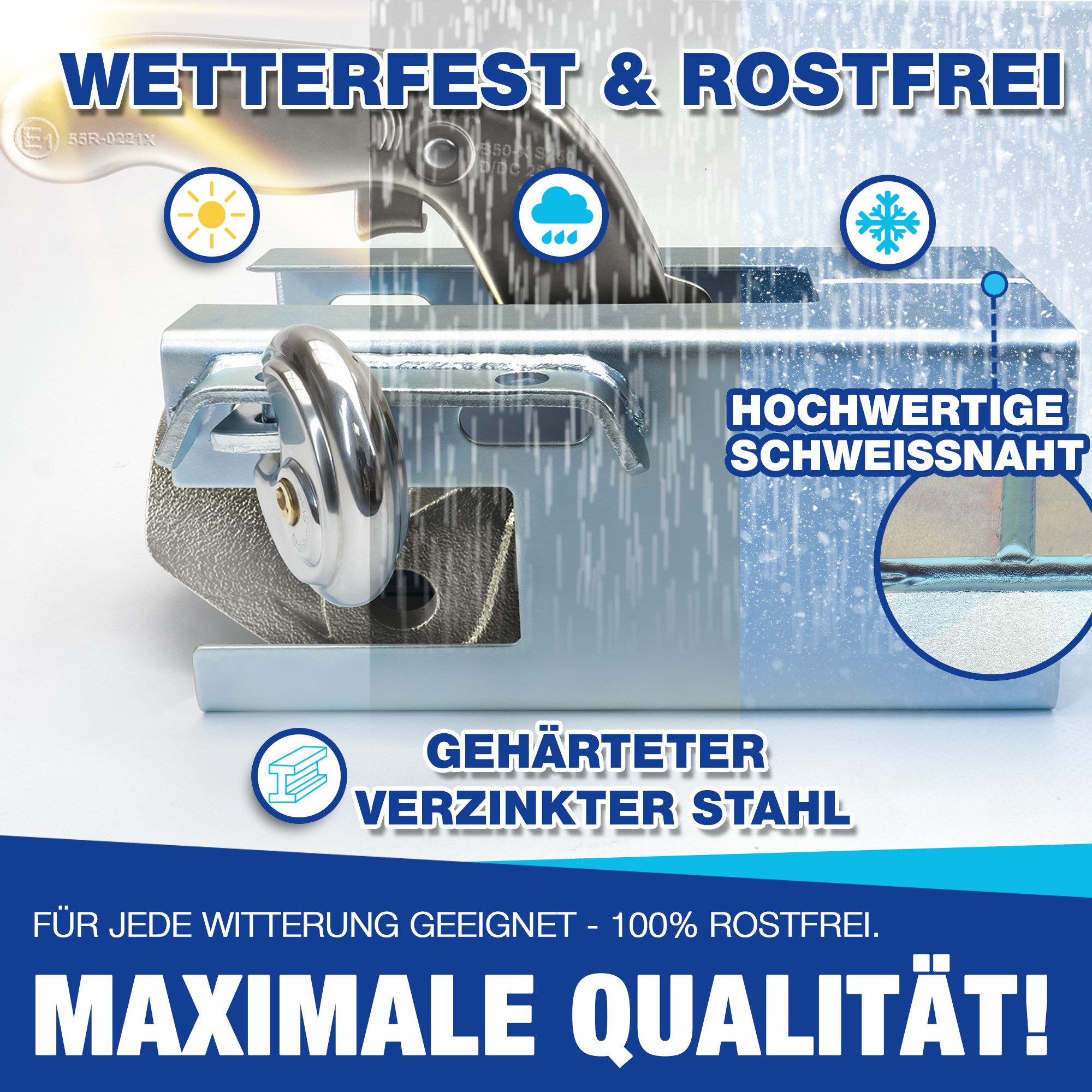 NTG Nutzfahrzeug Technik GmbH Anhängerschloss NTG Anhängerschloss Kupplungsschloss verzinkt und witterungsbeständig (1-tlg), U-Schloss, Vorhängeschloss, Hängevorhängeschloss, wetterfest, robust