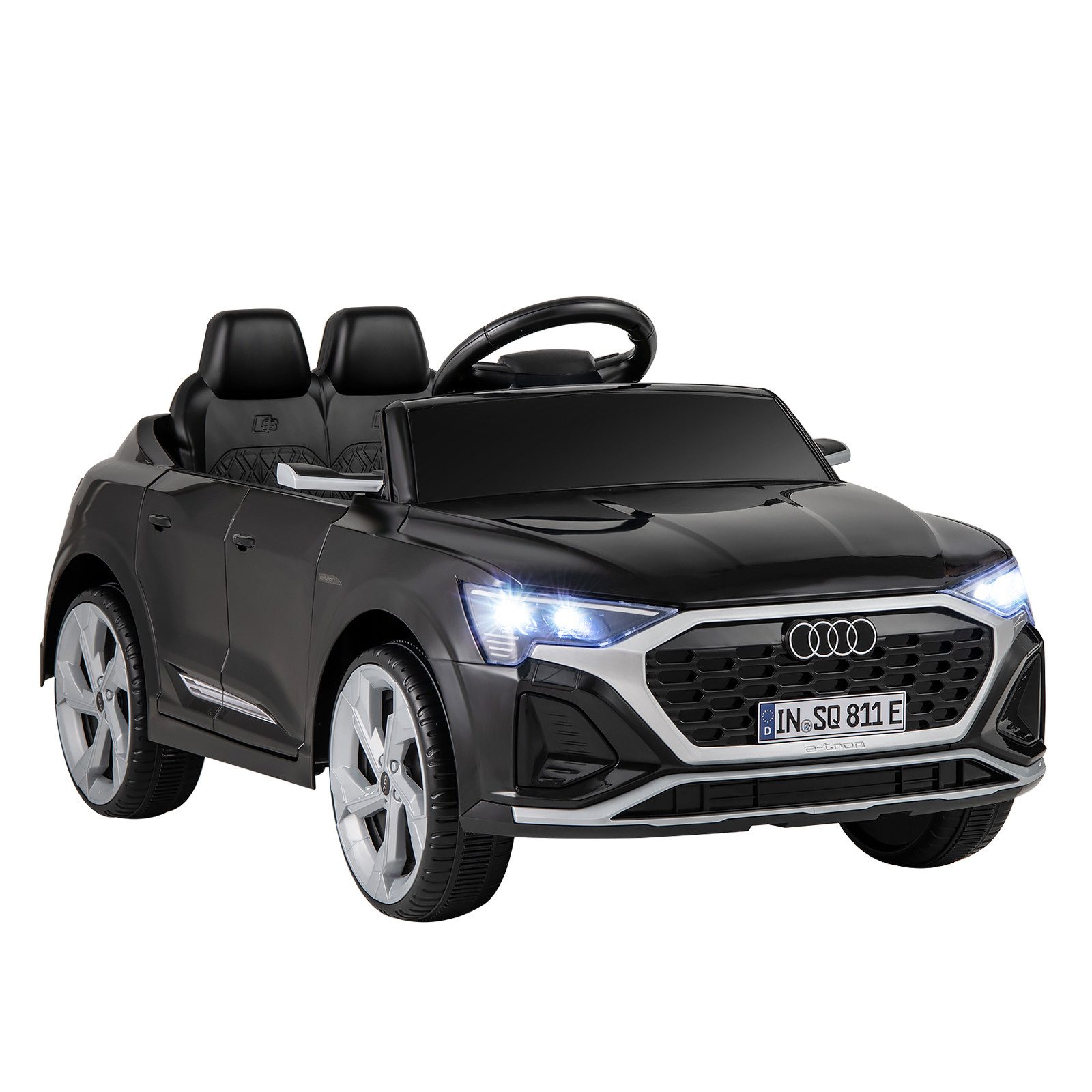 COSTWAY Elektro-Kinderauto, Belastbarkeit 30 kg, Audi Elektrofahrzeug mit Hupe, LED-Lichtern, Musik