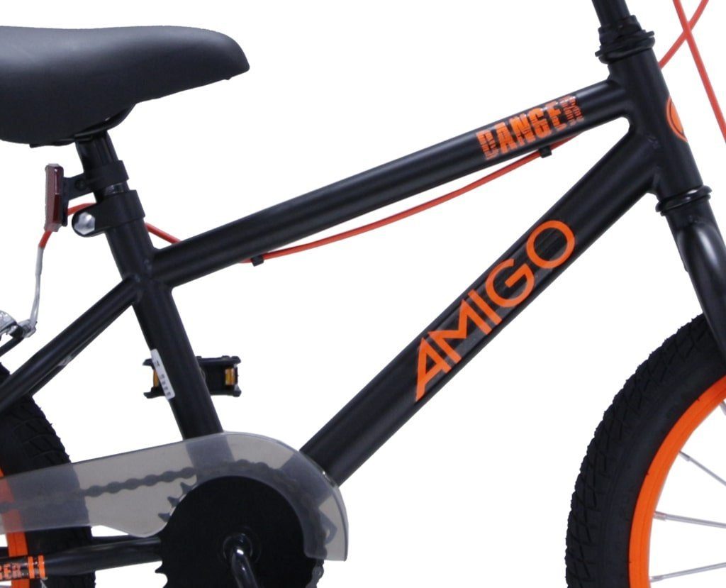 AMIGO Fly Kinderfahrrad 16 Zoll 25,4 cm Junior BMX Fahrrad Felgenbremse Schwarz 