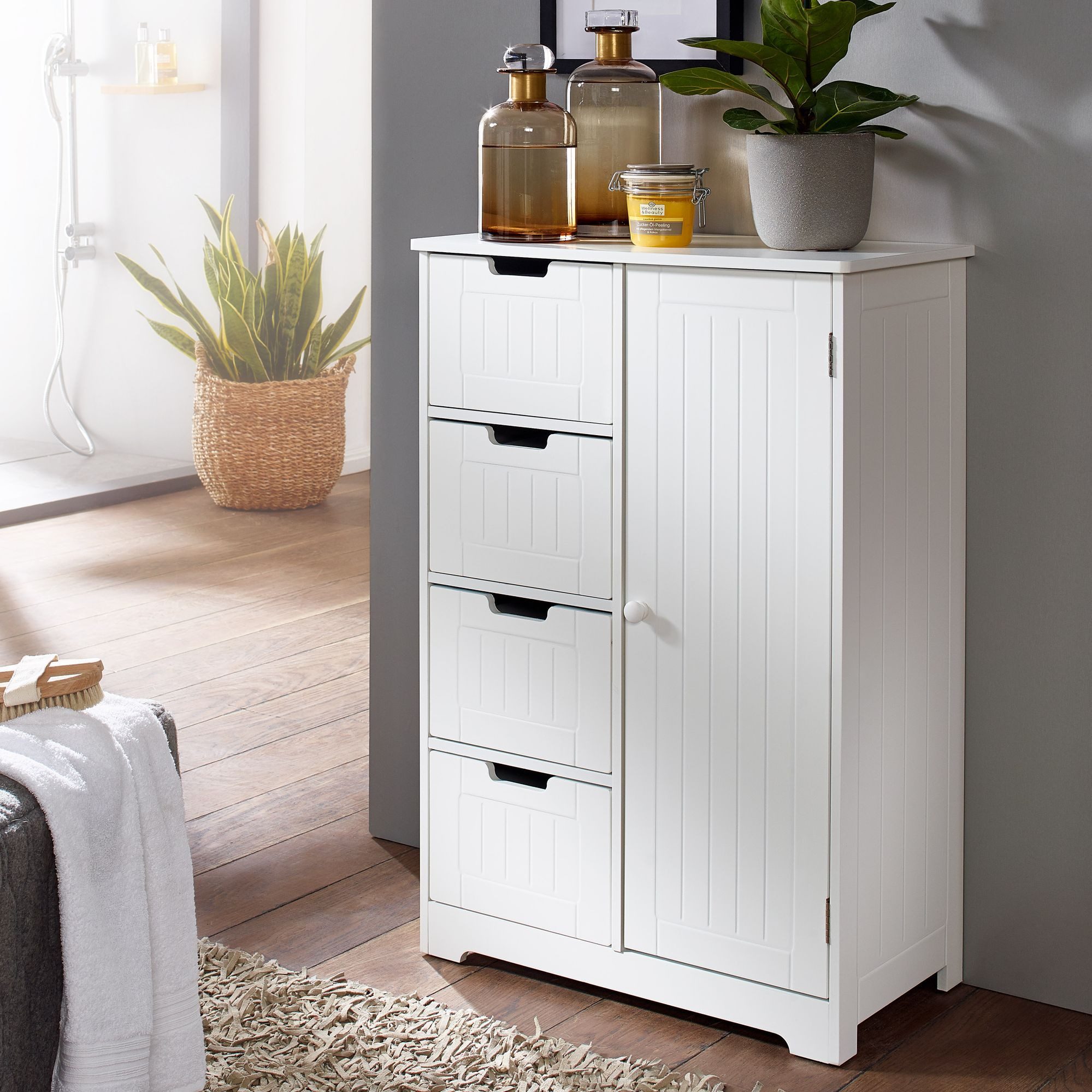 FINEBUY Midischrank FB45836 (Badschrank Landhaus-Stil MDF-Holz günstig online kaufen