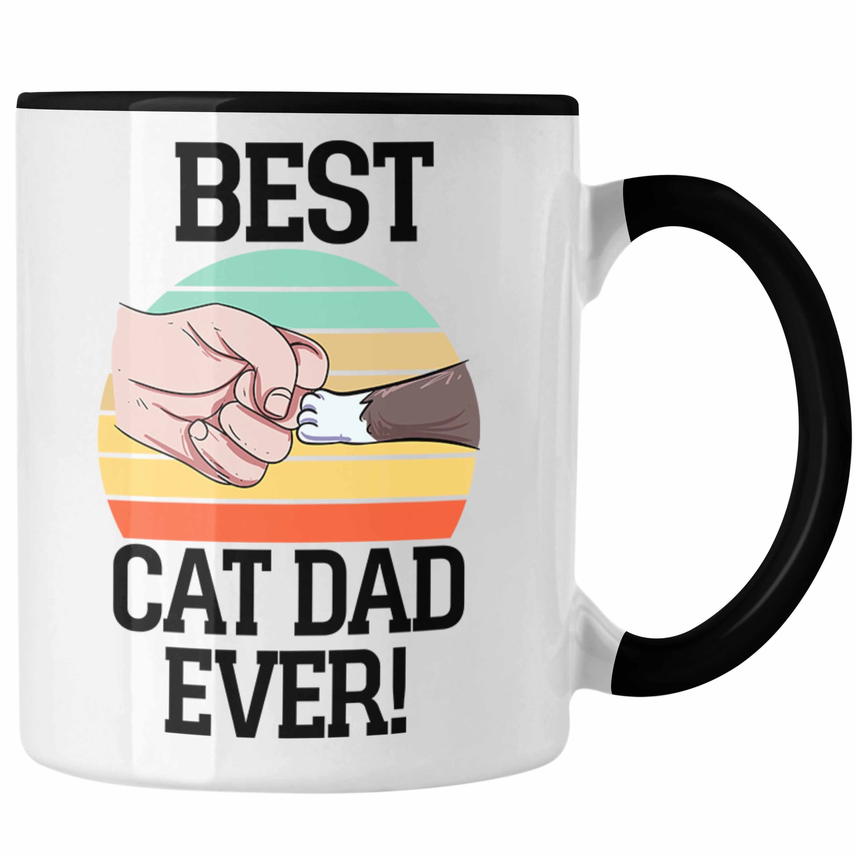 Trendation Katzen-Papa Ever Katzenmotiv Geschenkidee Dad Best Tasse für Cat Tasse Schwarz