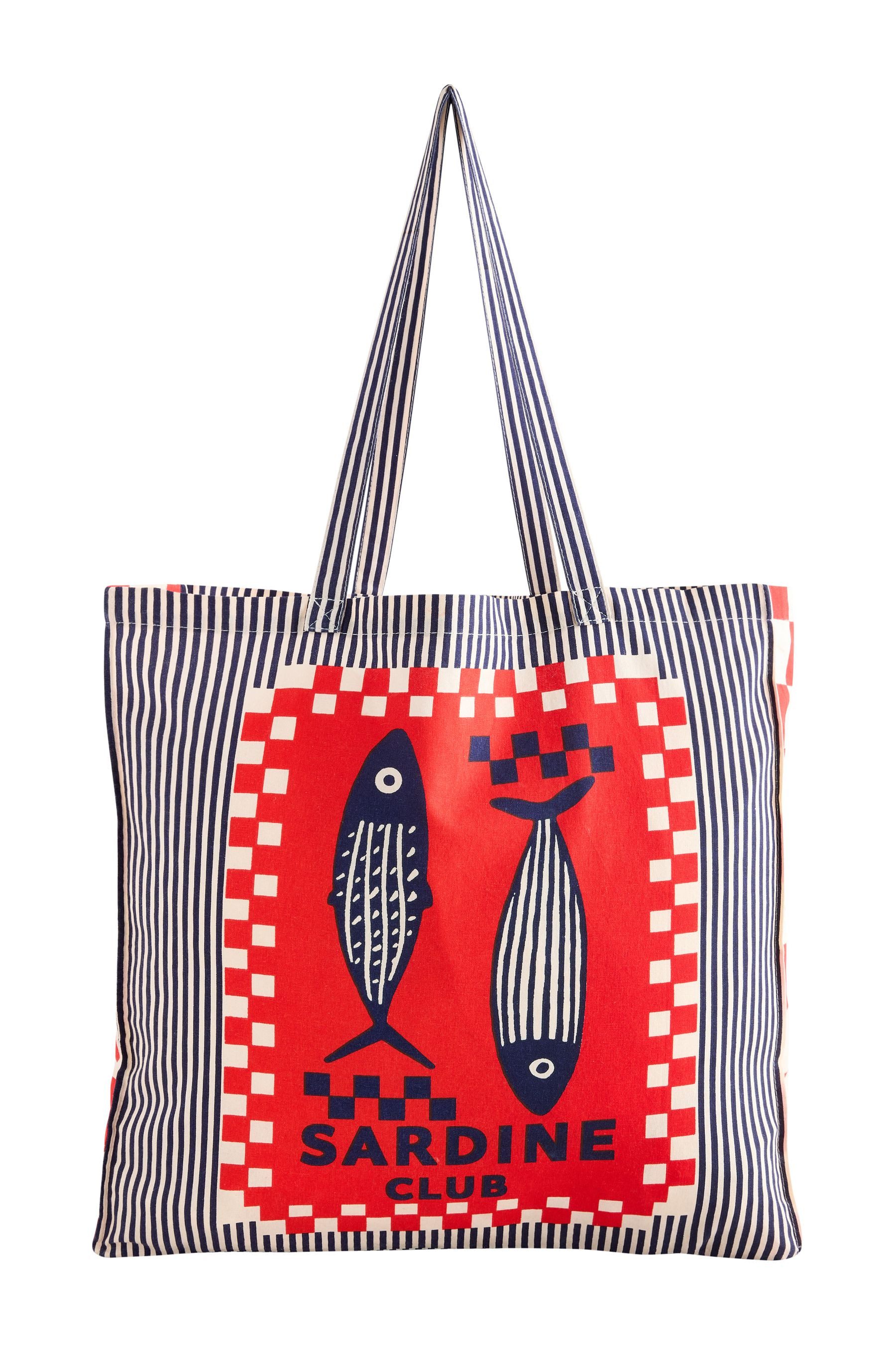 Next Einkaufsshopper Tragetasche aus 100 % Baumwolle, Sardinen-Print