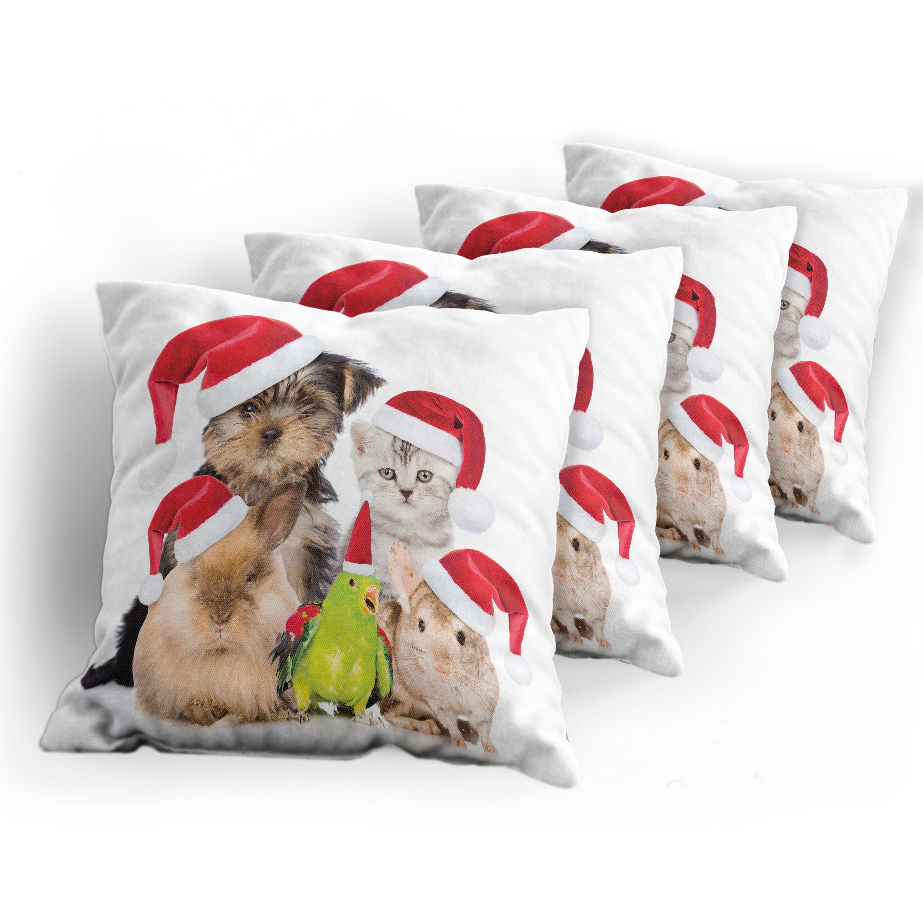 Abakuhaus Stück), Doppelseitiger (4 Modern Kissenbezüge Accent Weihnachtsthema Tiere Haustiere Digitaldruck,