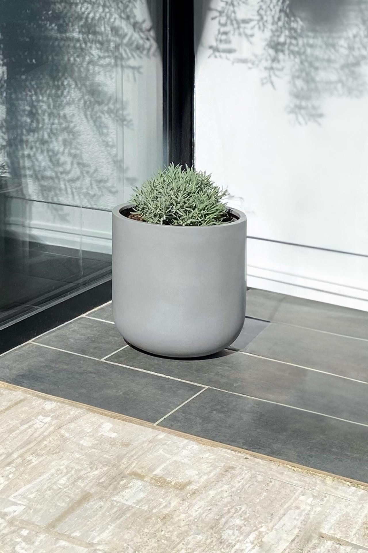 VIVANNO Blumentopf Fiberglas CHICO Rund - Grau Beton-Design (1 St), 40x40x4 günstig online kaufen