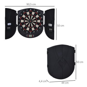 HOMCOM Dartscheibe mit Tür Soundeffekte Dartboard Dart-set für 8 Spieler, (Set, mit automatische Wertung), 50L x 44B x 4.4H cm
