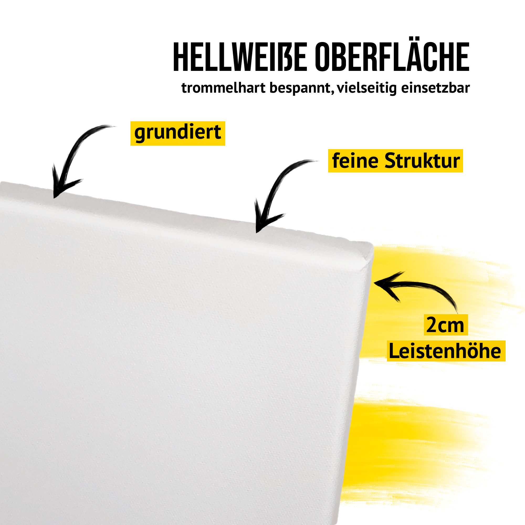 Crazy Canvas Leinwand HOBBY 20x30 cm 2er Pack, Keilrahmen, feine Struktur, versandfrei, 270 g/m², universal grundiert, Made in Berlin