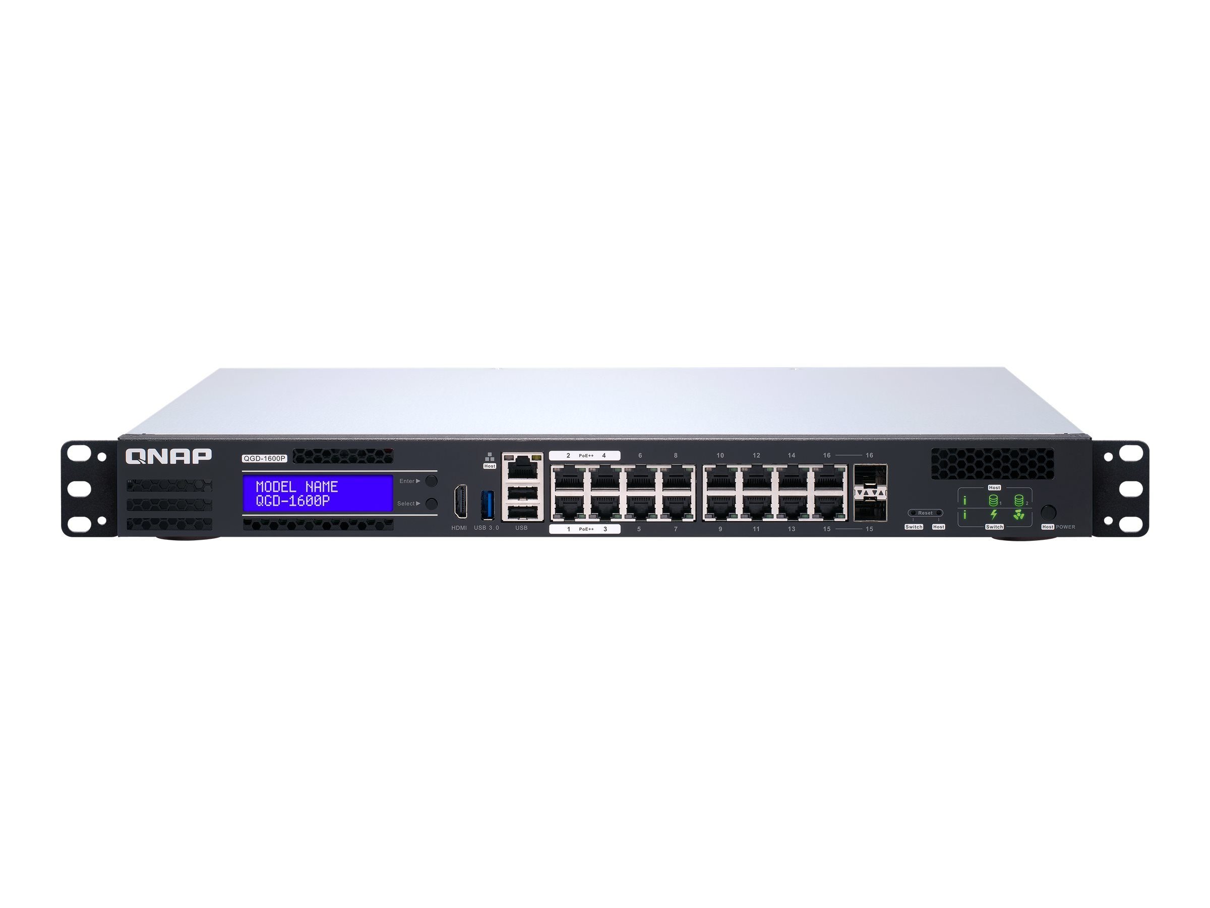 Netzwerk-Switch QGD-1600P 2x QNAP mit PoE SFP+ co und QNAP QGD-1600P-4G 16x 1GbE Ports RJ45